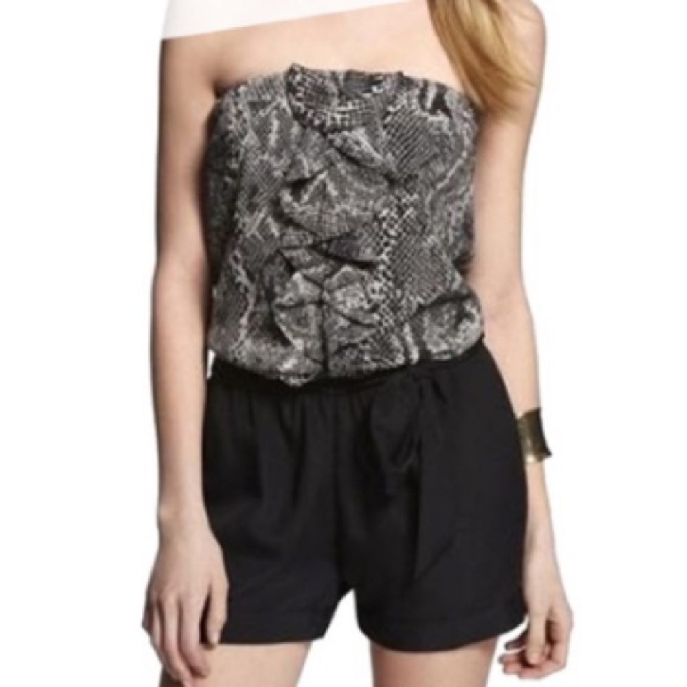 Express Strapless Snake Print Romper